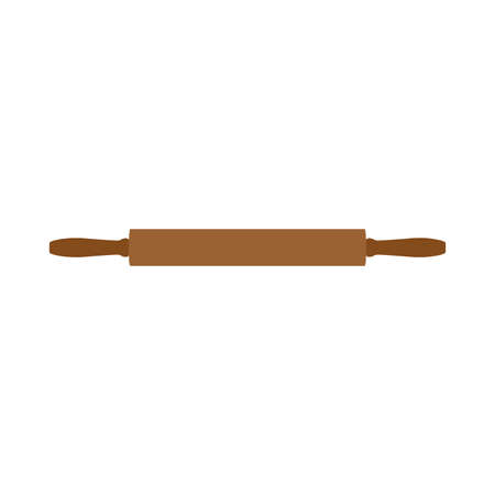 Rolling pin brown preparation traditional home equipment vector icon. Cuisine flat element restaurant  cookieのイラスト素材