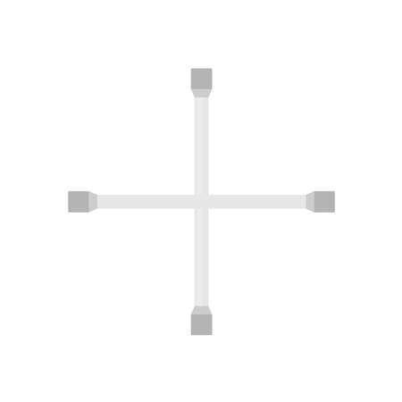 Lug steel wrench vehicle maintenance workshop illustration. Car silver brace symbol vector icon. Mechanical tool garageのイラスト素材