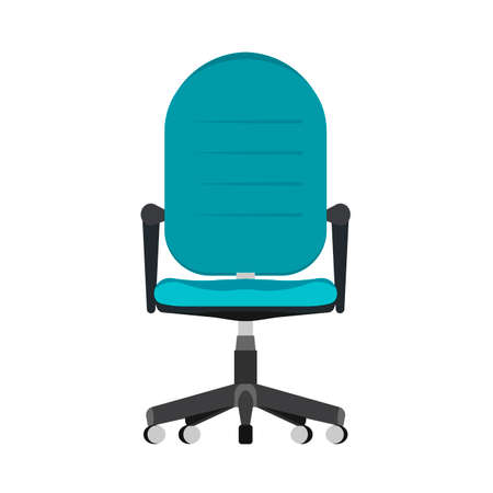 Ð¡omputer chair office style front view vector icon. Indoor comfortable equipment company interior. Flat workplace PC furnitureのイラスト素材