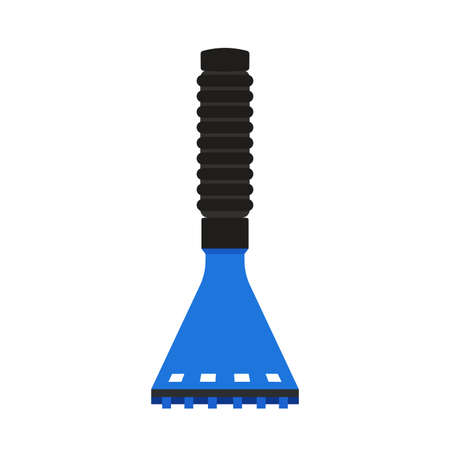 Ice scraper snow removal car vector icon blue. Illustration equipment clean tool window vehicle. Flat symbol element kitのイラスト素材