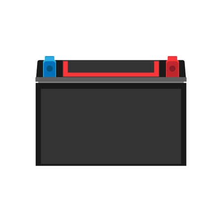 Car auto battery front view vector icon. Equipment transportation black accumulator volt. Service vehicle repairのイラスト素材