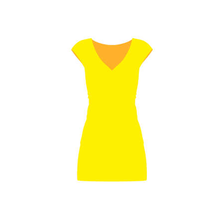 Dress yellow woman fashion person elegance model vector icon. Fashionable casual elegant lady body signのイラスト素材