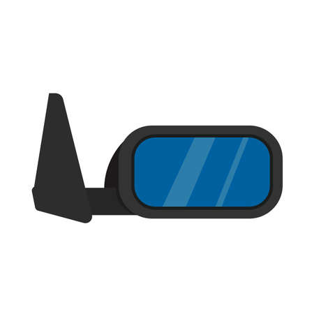Car mirror side view vector icon. Transportation design black part vehicle equipment. Wing transport glass window rearviewのイラスト素材