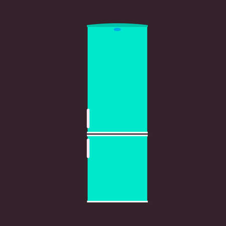 Fridge fresh domestic electric freeze furniture icebox. Refrigerator front view vector flat icon machineのイラスト素材