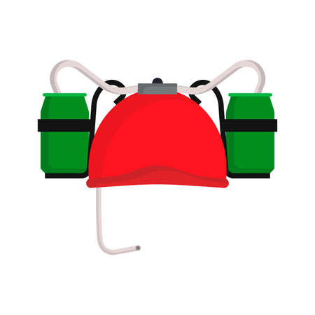 Beer hat red holiday celebration illustration beverage vector icon. Festive event party pub bar green cap.のイラスト素材