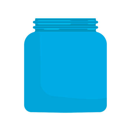 Jar glass concept flat liquid empty bottle vector icon. Jam food transparent blue container kitchen. Honey pot capのイラスト素材