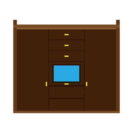 Wardrobe closet vector icon furniture interior clothes shelf illustration. Hanger room dress wooden cabinet bedroomのイラスト素材