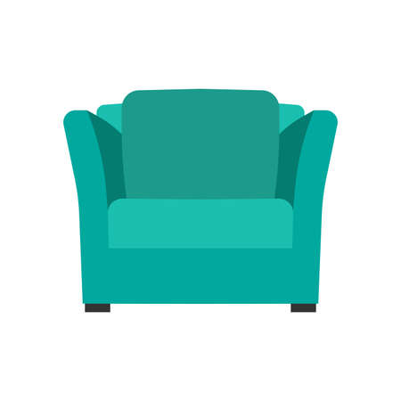 Boss office chair vector flat icon front view. Comfortable relaxation sign interior furniture equipment nobodyのイラスト素材