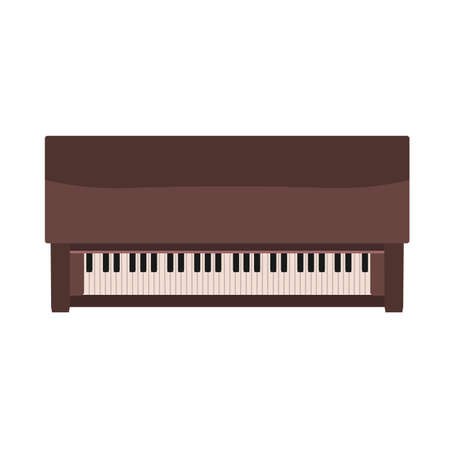 Brown piano top view vector icon. Music key classic instrument. Retro equipment cartoon entertainment signのイラスト素材