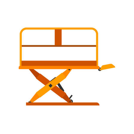 Scissor lift construction equipment engineering crane vector icon. Elevator industrial hydraulic platform machine aerialのイラスト素材
