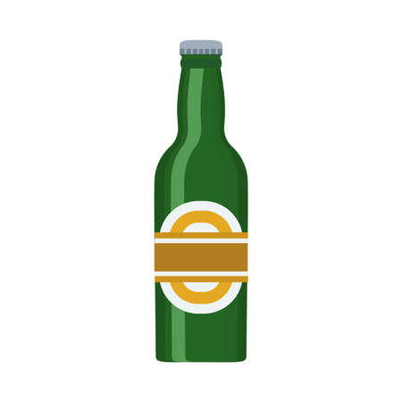 Beer bottle alcohol bar vector icon. Beverage drink mug glass lager brewery. Foam pub party flat cartoon designのイラスト素材