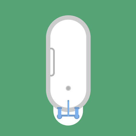 Bathtub bathroom vector icon top view design. Water hygiene cartoon interior shower relax. Ceramic laundered furnitureのイラスト素材