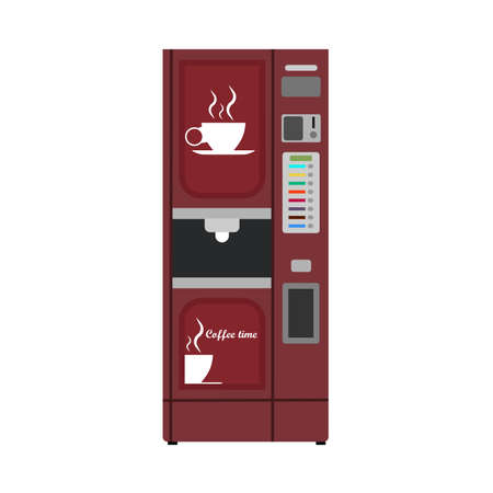 Vending machine coffee vector icon business drink. Buy food automatic dispenser beverage. Public service sell snackのイラスト素材
