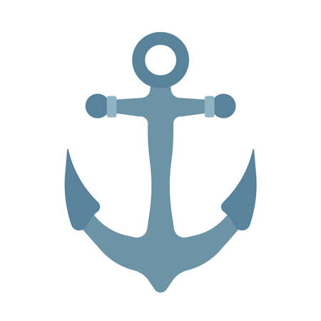 Ship anchor sea nautical vector icon. Ocean water illustration boat. Old steering sign iron...