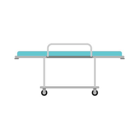 Hospital stretcher trolley bed vector icon. Clinic gurney ambulance equipment. Flat sick wheel cartoon transportのイラスト素材