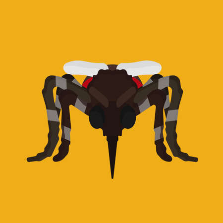 Mosquito insect vector icon animal bite. Isolated desease cartoon blood gnat parasite pest. Tropical mascot dangerのイラスト素材