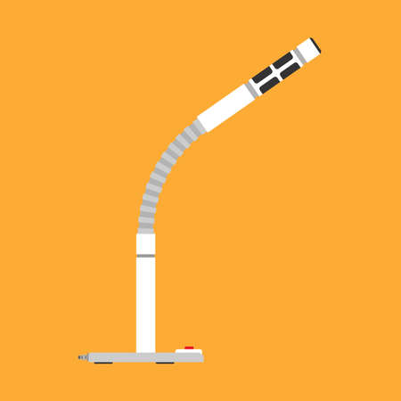 PC microphone vector icon media symbol equipment. Computer audio music element speaker. Flat white device gadgetのイラスト素材