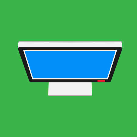 Monitor screen top view display vector icon. Above computer electronic isolated white. Flat PC device equipment officeのイラスト素材