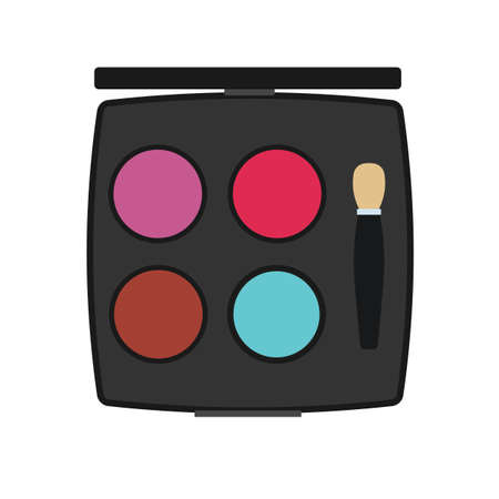 Powder top view cosmetic beauty face vector icon makeup. Compact woman blusher mirror. Tone skin round glamour productのイラスト素材