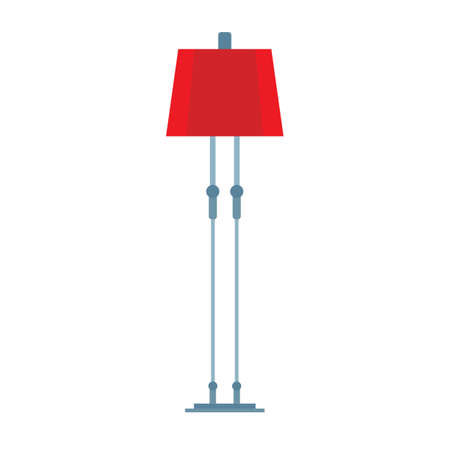 Floor lamp vector icon furniture design interior. Living room light bulb cartoon. Tall flat furnishing equipment stand applianceのイラスト素材