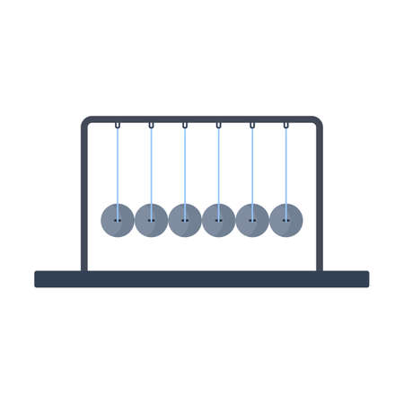 Newton cradle ball balance vector icon. Pendulum motion physics sphere action gravity. Flat education pictogramのイラスト素材