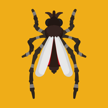 Mosquito insect vector icon animal bite. Isolated desease cartoon blood gnat parasite pest. Tropical mascot dangerのイラスト素材