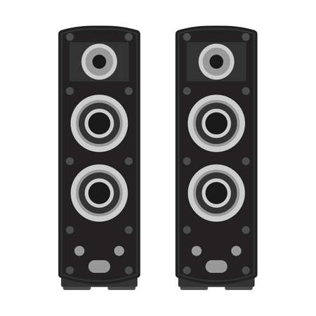 Stereo speaker vector flat icon music bass. Sound electronic equipment audio volume disco. Loud acoustic systemのイラスト素材