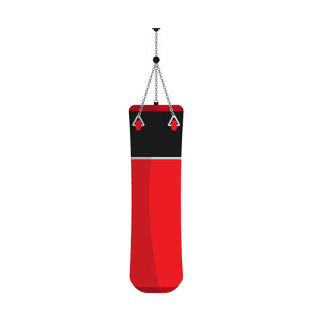 Punching bag sport boxing training vector icon. Gym fight equipment ring exercise. Club knockout effort signのイラスト素材