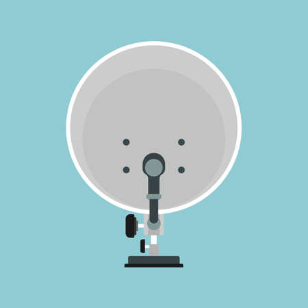 Satellite antenna back view vector flat icon radio. Wireless dish radar network television broadcasting signal global spaceのイラスト素材