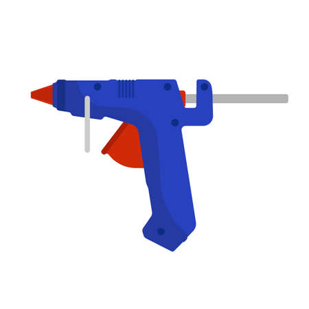 Glue gun vector adhesive icon craft equipment tool. Hot repair work appliance silicone. Affix blue pistol sealant pasteのイラスト素材