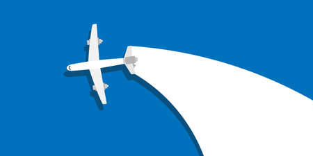 Creative plane vector business concept illustration design. Flight travel aircraft background freedom flat. Blue sky cartoon launch companyのイラスト素材