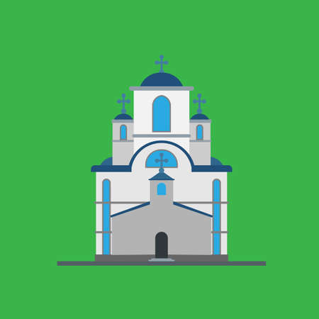 Church architecture building christian illustration vector catholic design. Chapel god religion icon concept house place. Tower exterior jesusのイラスト素材