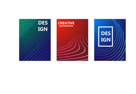 Line cover design background abstract banner vector template modern brochure. Color shape minimal geometric blank concept. Poster trendy set gradient hipster annual identity.のイラスト素材