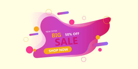 Sale liquid background vector banner design abstract. Discount template concept offer poster. Marketing flyer element promotion. Gradient decoration advertisingのイラスト素材