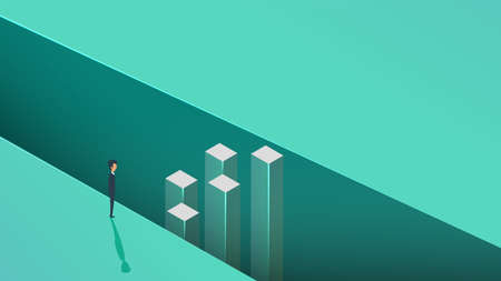 Business opportunity vector concept illustration challenge. Businessman cross decision achievement....
