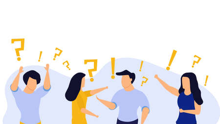 Student problem idea vector business illustration challenge. Character danger solve concept. Flat people think and confused. Dilemma trouble work wonder. Human situation design backgroundのイラスト素材