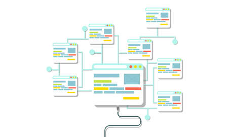 Web design concept vector flat illustration design. Page website building process development.のイラスト素材