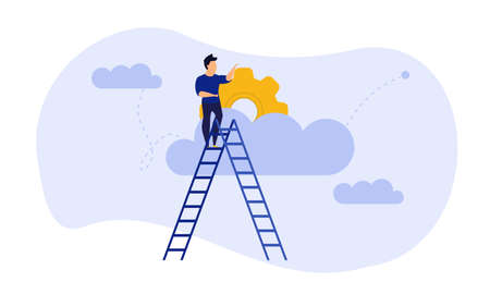 Man idea vector illustration. Business work balance exercise harmony. Time investment concept...
