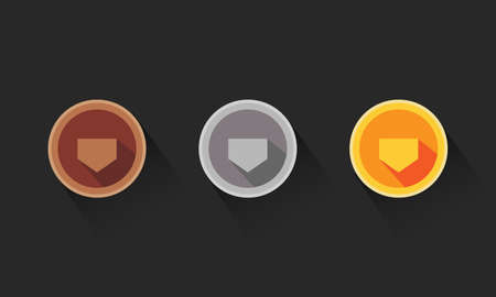 Flat vectors set game rank illustration design. Bronze, silver and golden medal awardのイラスト素材