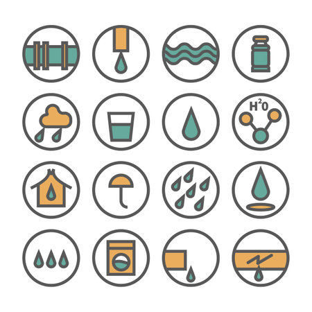 Variety of water set icon. Collection of water icons in flat line style vector illustration isolated on white backgroundのイラスト素材