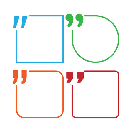 Pack of simple multicolored text frames. Border for quotes message shape vector illustration set framesのイラスト素材