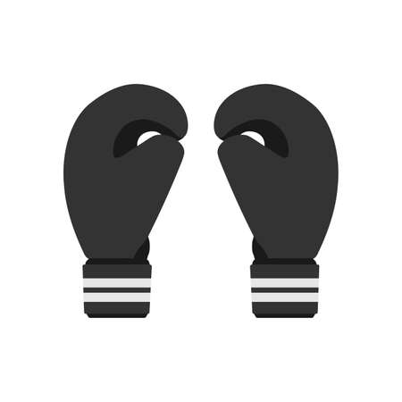 Black boxing glove sport vector illustration equipment icon. Boxer glove cartoon protection boxing training design sign. Power knockout fitness object silhouette clip art element sportのイラスト素材
