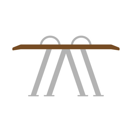 Gymnastic parallel bar sport vector illustration. Horizontal bar silhouette competition gymnast training athlete gym icon. Balance beam workout parallel ring equipment. Power horizontal bar symbolのイラスト素材