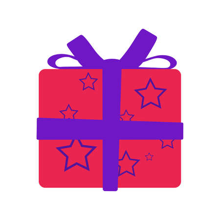 Gift box vector christmas illustration celebration surprise birthday box design. Holy gift box package with ribbon and bow isolated white object. Party element concept surprise celebration luxury wrapのイラスト素材