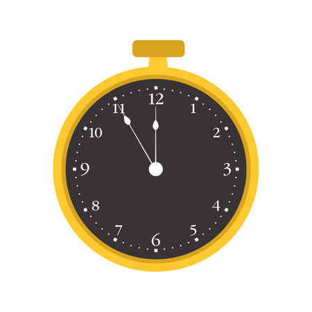Pocket watch time clock vector old vector illustration antique icon. Retro gold pocket watch classic object vintage isolated white timer. Round hand instrument drawing cartoon retro icon design clockのイラスト素材