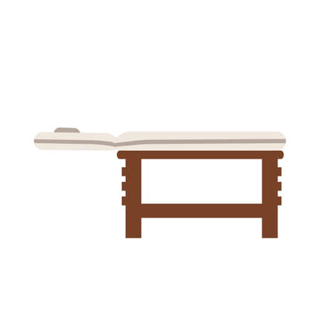 Massage table health spa vector illustration care treatment icon. Medicine massage table therapy symbol. Person beauty relaxation salon cartoon bed icon therapist. Doctor professional pillow signのイラスト素材
