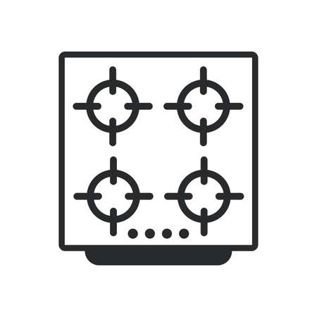 Kitchen stove with oven cooking appliance object home. Isolated equipment kitchen stove food vector icon electric technology household. Domestic oven appliance interior symbol machine cartoon iconのイラスト素材