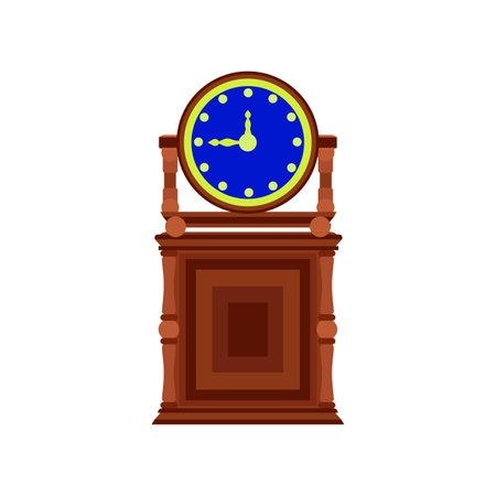 Vintage clock time vector isolated white face watch. Retro clock illustration concept countdown classic elegant icon watch. Vintage aged mechanical wall element alarm home. Elegant object for homeのイラスト素材