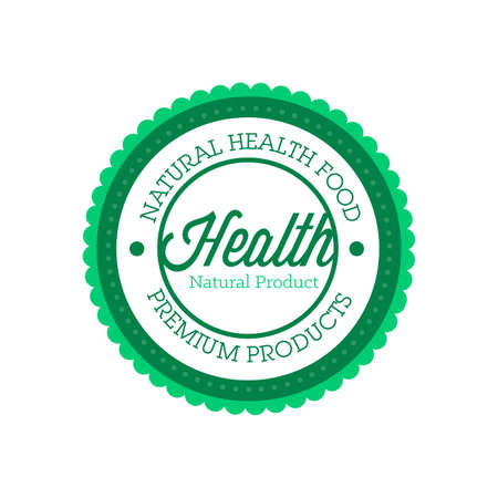Food badge label vector icon symbol design illustration. Organic food badge farm fresh product health logo. Quality badg element menu banner cooking icon. Organic green shop drawn product label natureのイラスト素材