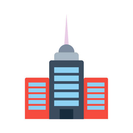 Building vector icon city architecture skyscraper illustration house. Office apartment building icon district urban sign. Simple residential town cityscape goverment tower. Metropolis structureのイラスト素材